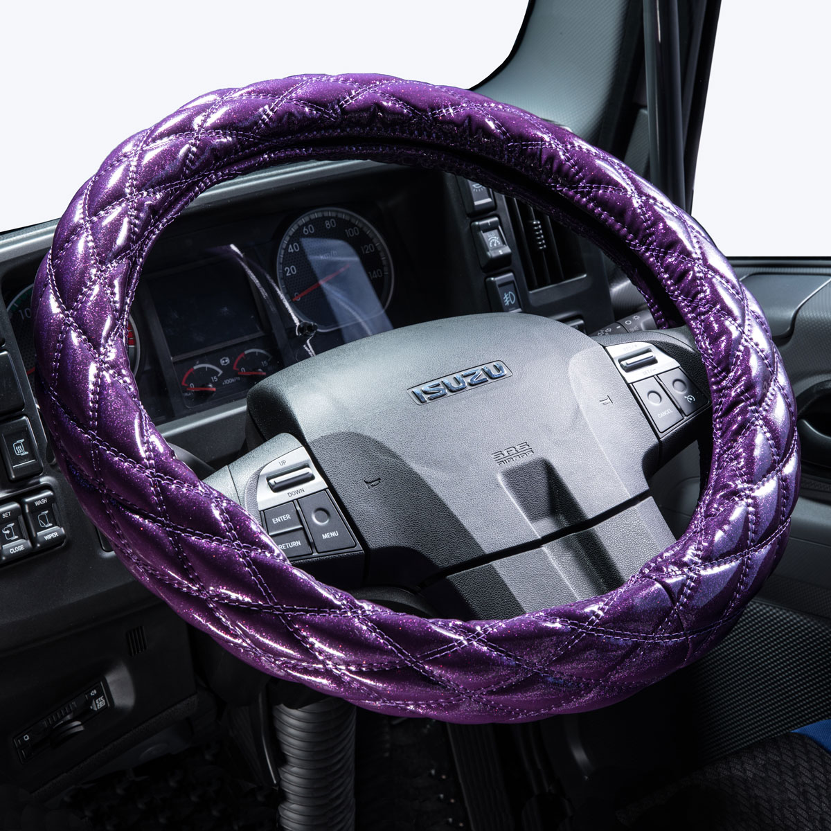 ハンドルカバー ステアリングカバー 軽自動車 S 新品  紫 ボア PDH204