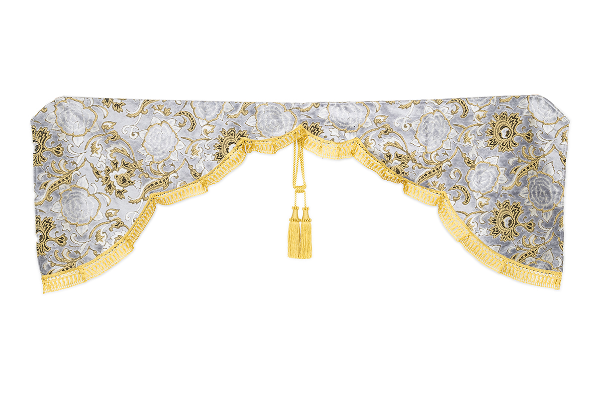 ルームカーテン ハイルーフ用 モンブランローズ シルバー プリーツあり 裏地あり 横1200mm×縦1400mm 2枚セット 雅 CH-MRSIPU14 トラック用 モンブランローズ トラック用五右衛門カーテン | 公式