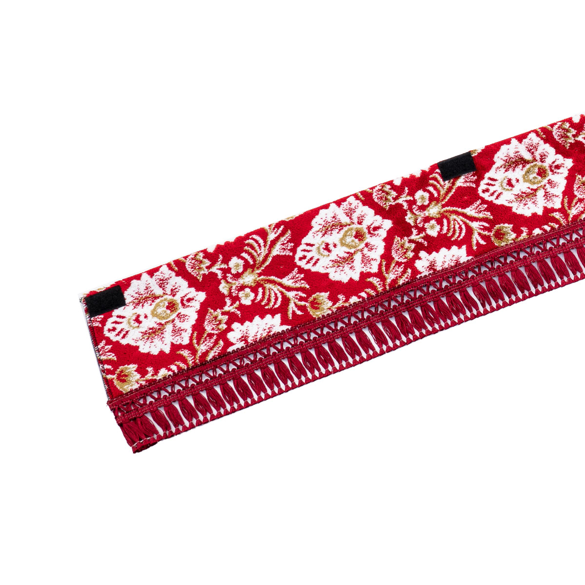 フロントカーテン 【波型】 両面仕様　新格子 横柄 レッド フレンジゴールド ☆メール便対応☆受注製作金華山フロントカーテン片面