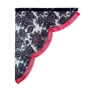 レースサイドカーテン　レッド