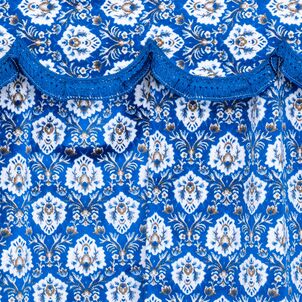 新格子 三点式センターカーテンブルー