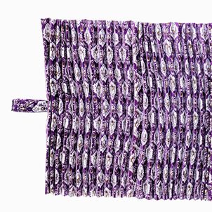 新格子 ベッドリア・サイドカーテン　プリーツパープル
