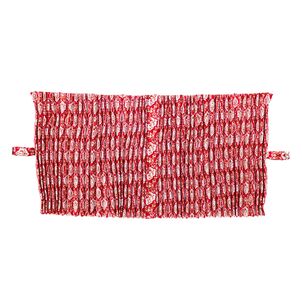 新格子 ルームカーテン　プリーツ レッド